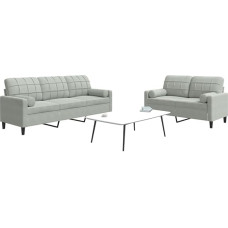 qohoio 2-TLG. Sofagarnitur mit Kissen Sofa Wohnzimmer Sitzgruppe Wohnzimmer Sofa Set Sofas FüR Wohnzimmer und Nackenrollen Hellgrau Samt