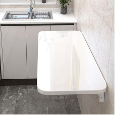 OHMG Wall Folding Table, Wooden Dining Table, Scandinavian Table, Computer Desk (White, 80 x 50 x 1.6 cm)