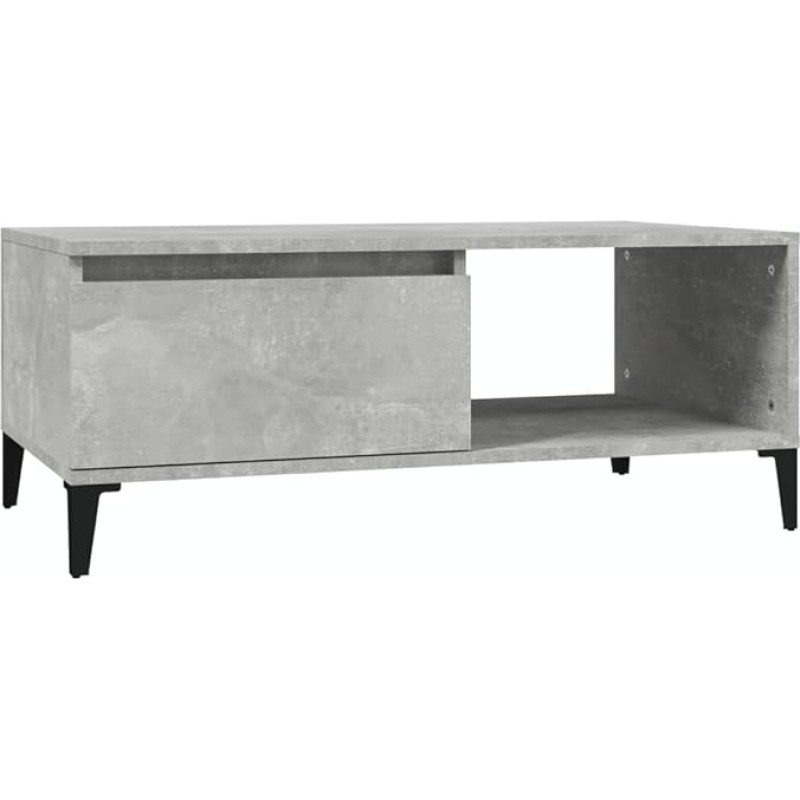 vidaXL Coffee Table, Side Table, Living Room Table, Sofa Table, Tea Table, Coffee Table, Living Room, Concrete Grey, 90 x 50 x 36.5 cm, Wood Material