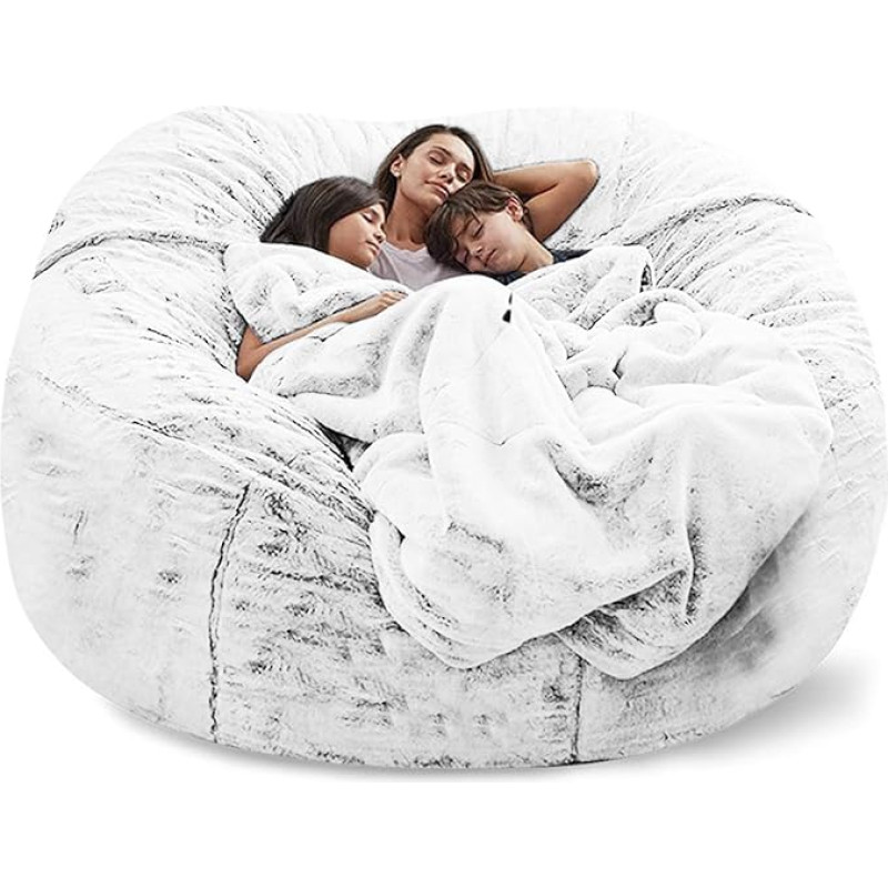Large Versatile Bean Bag Cover Adult Kids Living Room Furniture Soft and Comfortable for Bean Bag Chairs Relaxing and Sleeping Easy to Clean (No Filling) (White, 1.8m)