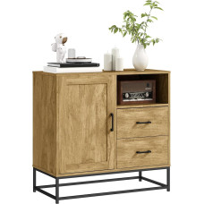 HOMCOM Buffet Living Room Storage Furniture in Modern Style with 2 Drawers, Open Compartment and Adjustable Shelf - Buffet Dining Room, Kitchen and Living Room, 80 x 40 x 78 cm, Natural Wood