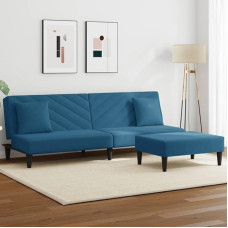 Homgoday 2-Piece Sofa Set with Cushion Upholstered Sofa Couch Living Room Sofa Guest Sofa Lounge Sofa Seating Furniture Sofa for Living Room Office Reception Blue Velvet