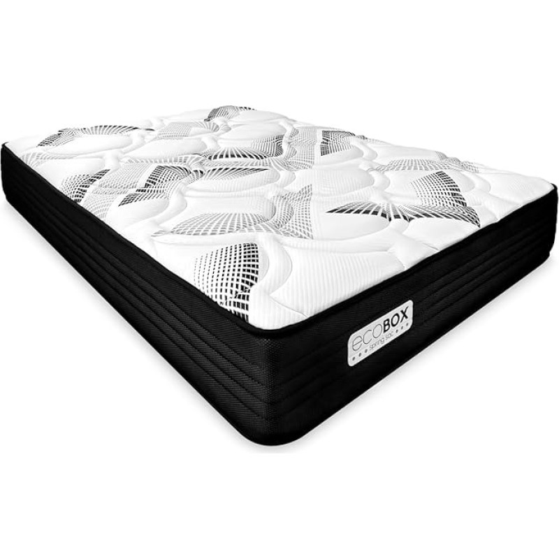 DUÉRMETE ONLINE - Memory Foam Hybrid Mattress Eco Box with Springs, Optimal Comfort, Medium Hardness, Antibacterial and Hypoallergenic 80 x 180 cm