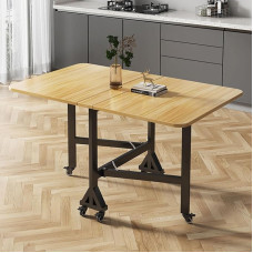 Klapptisch, mobiler klappbarer Esstisch mit 6 Rollen, versteckbarer Beistelltisch, Metalltischbeine, ausziehbarer vielseitiger Tisch, platzsparend für 4–8 Personen (Farbe: Stil 1, Größe: L 120 x B 80