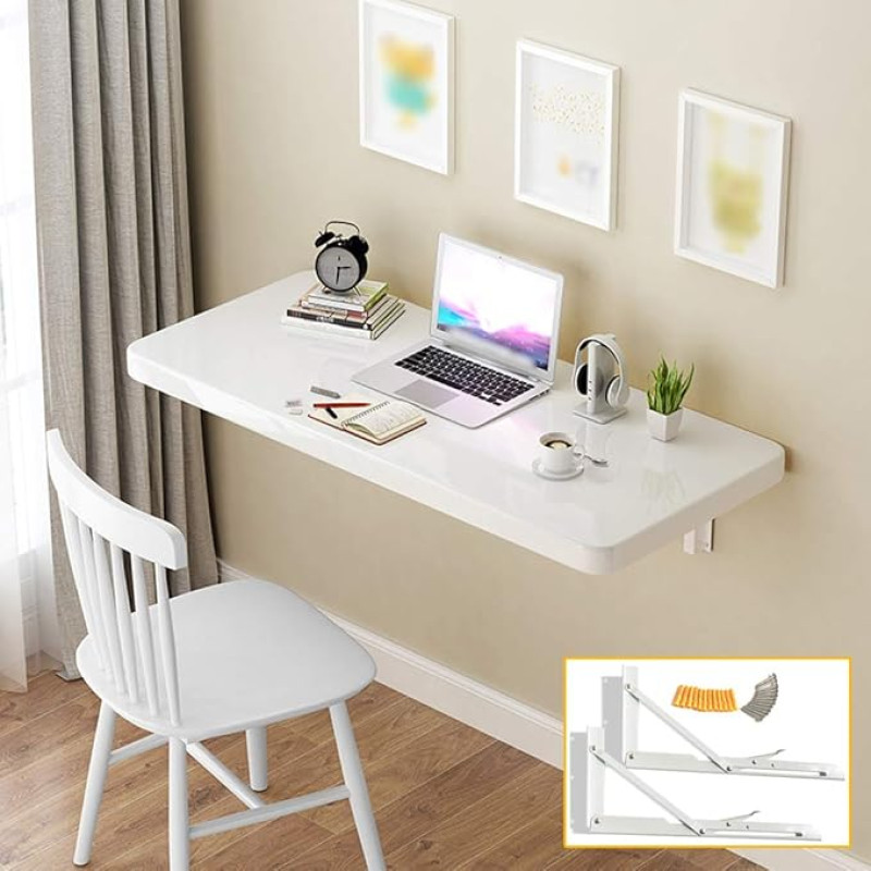 Schwimmender Wandklapptisch mit großem Stauraum, Bücherregal und Schreibtisch, Möbel for kleine Wohnungen(60x60cm/24x24in)