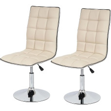 Mendler HWC-C41 Set of 2 Dining Room Chairs, Kitchen Chairs, Height-Adjustable, Rotatable, Faux Leather, FSC-Certified, Cream