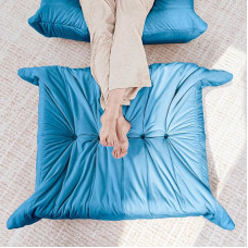 Extra Large Bean Bag, 29.5 x 27.5 inch, Fireplace Chair, Memory Foam Footrest, Soft Corner Sofa for Living Room, Bedroom, Dorm and Apartment, Comfortable Seat for Adults, Teens, Kids (Blue)