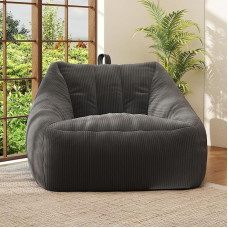 Giant Bean Bags Chairs for Adults, Large Comfortable Corduroy Bean Bag Couch with Shell Shape Backpack, Memory Foam Bean Bag, Lounge Chair for Small Rooms, Furniture, Sofas, Living Room, Grey