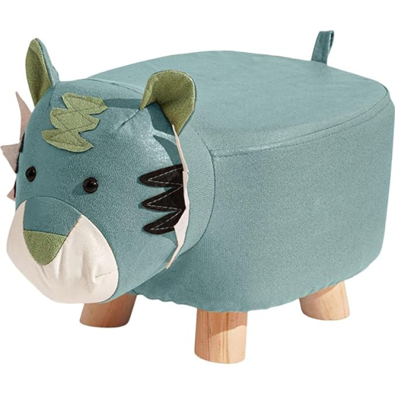 Milageto Animal Footstool Shoe Changing Stool Cute Cartoon Learning Stool Footrest Seat Cushion Chair for Living Room Bedside Entryway Blue Tiger
