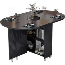 Faltbarer Esstisch mit Rollen und Aufbewahrung, platzsparendes Tropfenblatt-Design für kleine Wohnungen und Küchen, multifunktionaler erweiterbarer Tisch