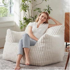 Riesiger Sitzsack für Erwachsene mit Füllung, Plüsch, flauschiger Sitzsack für Teenager mit Armlehnen, bequemer Sitzsack, faule Couch, Sofa, Stuhl für Schlafzimmer, Wohnzimmer, Lesen
