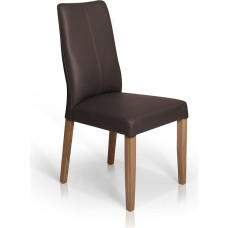 moebel-eins Adrian Upholstered Chair, Real Leather/Solid Wood, Brown