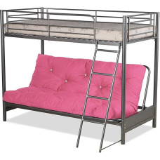 Humza Amani Futon Bunk Bed (with Futon Mattress) in Metal Silver Finish Rose