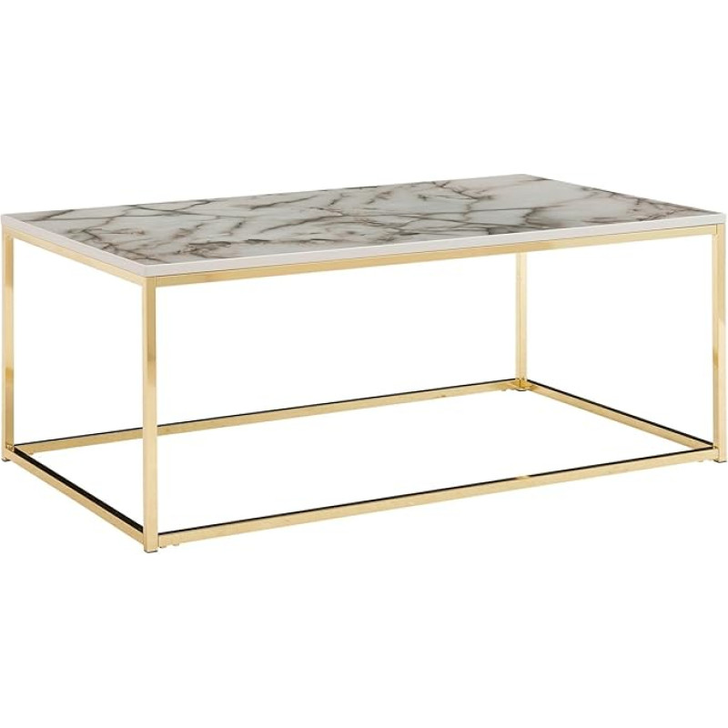 FineBuy Coffee Table 100 x 60 x 40 cm with Marble Look, Living Room Table with Metal Frame, Sofa Table, Square Table, Living Room, Side Table