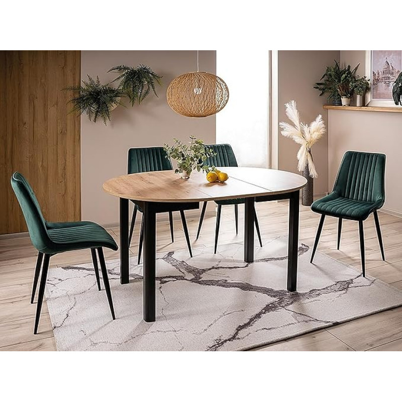 Design Dining Table GS-222 Oak Artisan Black Matt Round Extendable