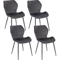 WOLTU BH356dgr-4 Dining Room Chairs, Kitchen Chairs, Upholstered Chairs, Living Room Chairs with Backrest, Padded Chair with Velvet Cover, Metal Legs, Dark Grey, Set of 4