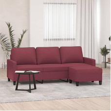 LAPOOH 3201043 3-Seater Sofa with Stool, Wine Red, 180 cm Fabric, Sofas & Couches, Sofa Living Room, Sofa for Teenager's Room, Relaxing Sofa, Sofa for Bedroom, Upholstered Sofa