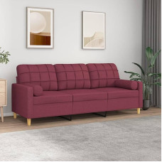 LAPOOH 3-Sitzer-Sofa mit Zierkissen Weinrot 180 cm Stoff, Sofas & Couches, Sofa Wohnzimmer, Sofa Für Jugendzimmer, Relaxsofa, Sofa Für Schlafzimmer, Polstersofa 3200796