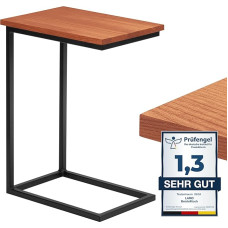 LAMO Manufaktur Side Table Laptop Table Sofa Table Mobile Coffee Table Bedside Table 45 x 30 x 60 cm Black Frame 100% Real Wood Solid Top Colour: Dark