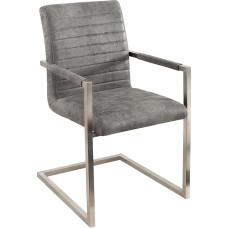 invicta INTERIOR riess-Ambiente Loft Cantilever Chair Vintage Grey with Padded Armrests and Stainless Steel Frame Dining Chair Microfibre Chair