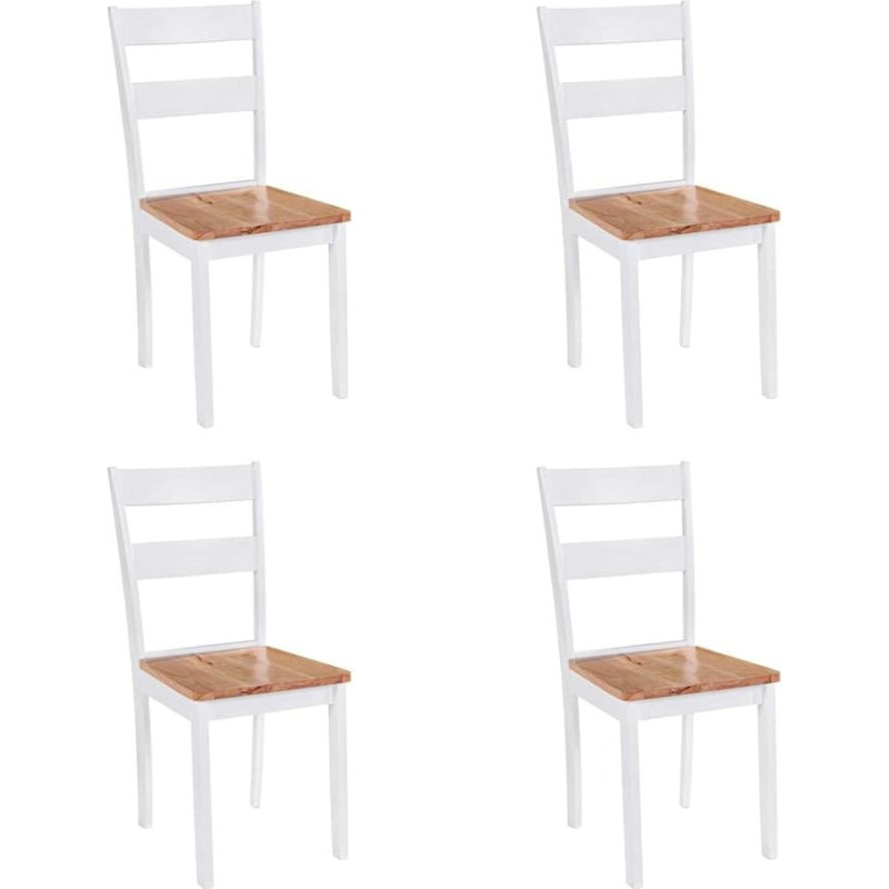 vidaXL 4X Dining Chairs Rubberwood White Living Room Kitchen Furniture Seat