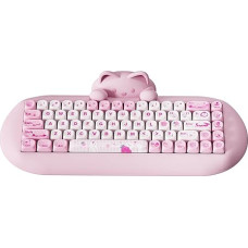 YUNZII C68 Wireless Mechanical Keyboard, 65% Gaming Keyboard Hot Swap, Triple Mode BT5.0/2.4G/Wired Keyboard, RGB Backlit NKRO, Cat Silicone Ergonomics Win/Mac (Pink Cat, Milk Switch)