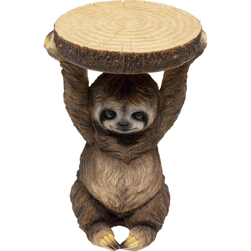 Kare Design Animal Sloth Side Table, Brown, 22 cm Diameter, Sloth Motif, Living Room Table, Sofa Table, Coffee Table, Bedside Table