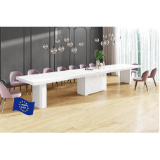 HEK-111 Designer Dining Table High Gloss Extendable XXL 180 cm to 468 cm for 16 People Kitchen Table Functional Table Extendable Table Dining Room Furniture