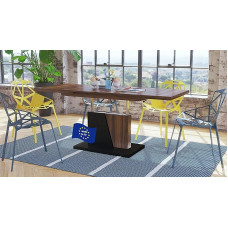 Mazzoni Grand Noir Extendable Coffee Table, Height-Adjustable, 120/180 cm, Walnut/Black Matt, Modern, Versatile, Living Room Table, Dining Table, Side Table, Sofa Table, Space-Saving High-Quality