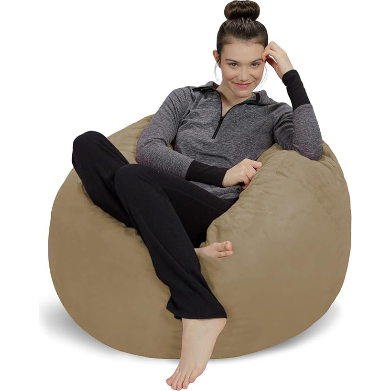 Sofa Sack Bean Bag Chair - Plush Ultra Soft - Memory Foam Bean Bag with Microsuede Cover - Stuffed Furniture and Accessories for Dorm Room 90cm - Beige