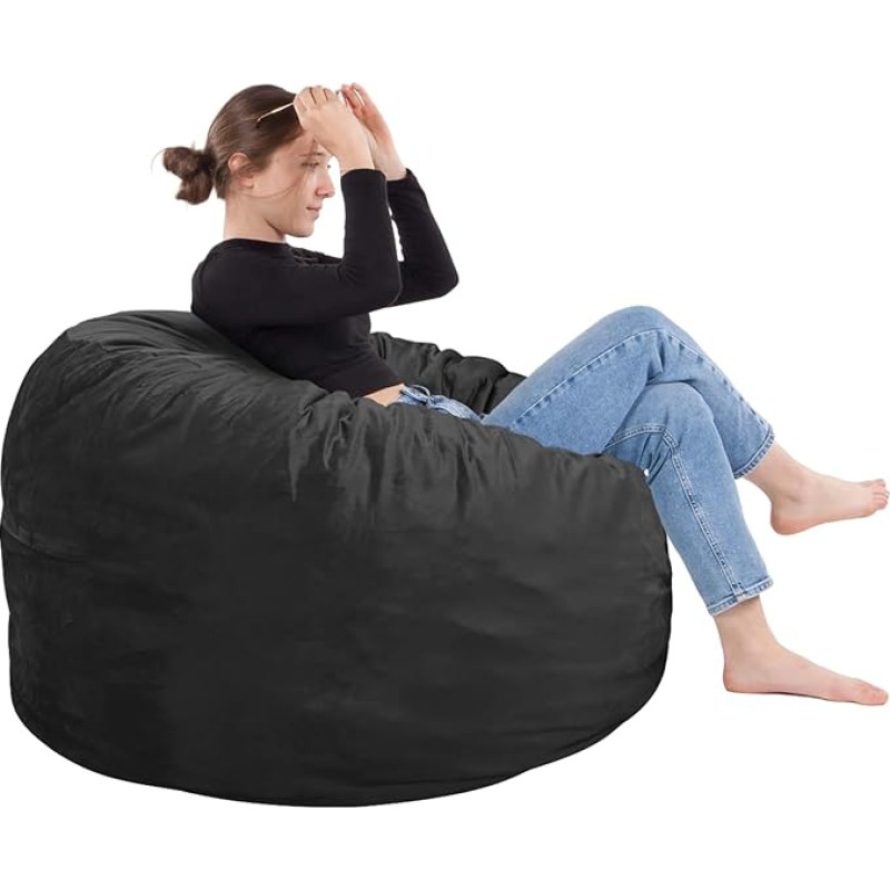 SEASXOLTE Bean Bag Chair 3ft Memory Foam Filled Removable Velvet Cover Bean Bag Chairs for Adults Teens Round Sofa Chair for Living Room Bedroom and Playroom
