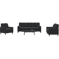 Homgoday 3-Piece Sofa Set with Cushion Lounge Sofa Upholstered Sofa Living Room Sofa Guest Sofa Couch Seat Furniture for Living Room Reception Office and Bolsters Black Velvet