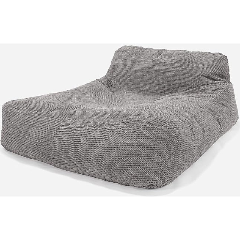 Lounge Pug Adult Sofa Bed Bean Bag Pom-Pom Waffle Fabric Charcoal Double Daybed & Chaise Lounge Style