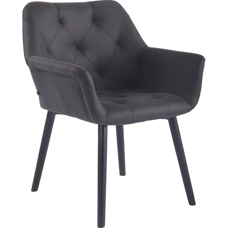 CLP Cassidy Dining Room Chair with Faux Leather Cover and Padded Seat, Retro Chair with Armrests and a Seat Height of 46 cm, Colour: Black, Frame Colour: Black