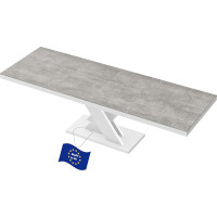 Designer Dining Table HEN-111 Concrete / White High Gloss Extendible 160 cm to 256 cm Dining Room Table for up to 10 People High Gloss Functional Table Modern Versatile Dining Room Expandable Timeless