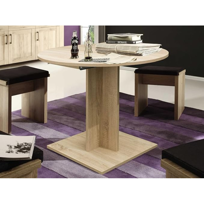 möbelando Judd Dining Table in Rough Sawn Oak 80 x 75 x 80 cm (W x H x D)