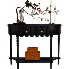 YVYKFZD Black Console Table, Side Table Made of Solid Wood with Drawer, Narrow Sofa Table, Hallway Table, Elegant Entrance Table with Vintage Accent, for Entrance Area (120 x 30 x 88 cm/47.2 x 11.8 x