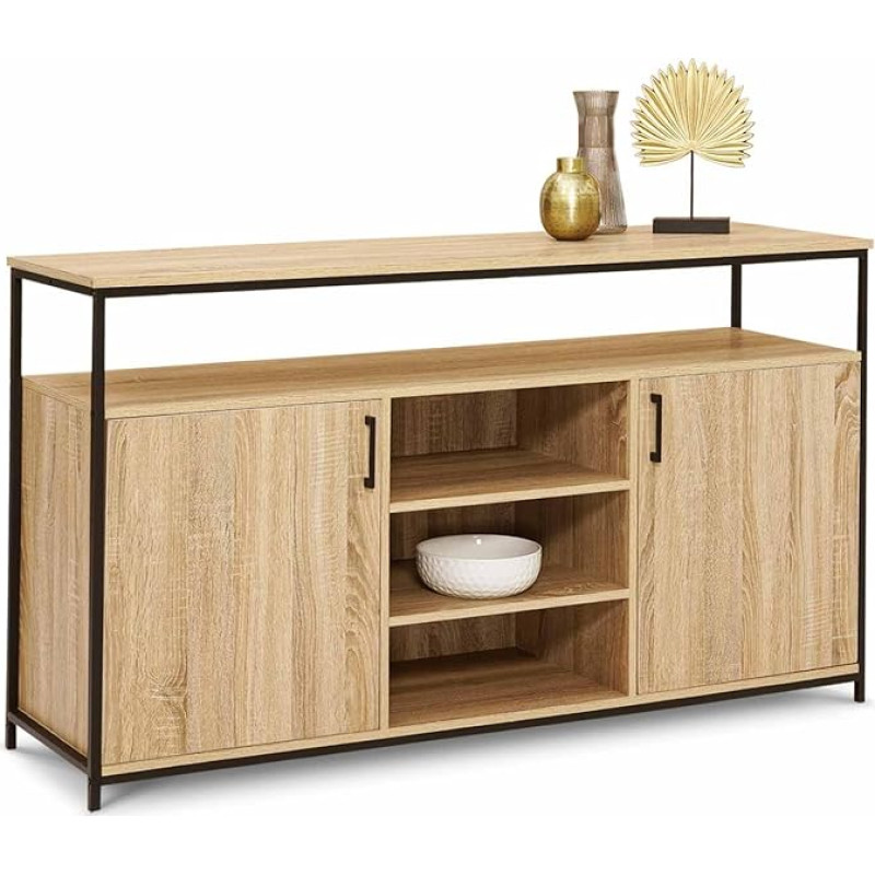 IDMarket - 140cm Industrial Design 2 Door 3 Shelf Sideboard