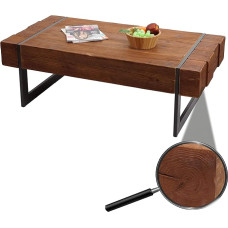 Mendler HWC-A15a Coffee Table, Living Room Table, Fir Wood, Rustic Solid 40 x 120 x 60 cm, Brown