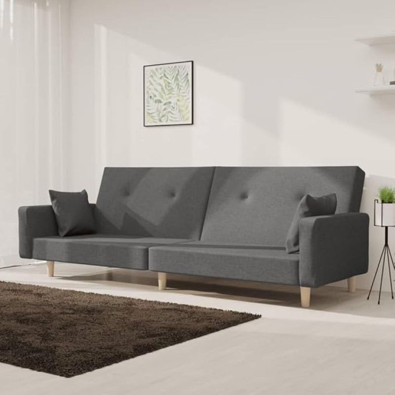 Xichuzi Sofa Bed 2-Seater with 2 Cushions Light Grey Fabric, Lounge Sofa, Sofas & Couches, Relaxing Sofa, Couch for Living Room - 375741