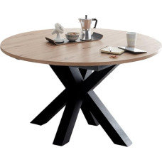 58 aufm Kessel Edda 9 13554-130 Dining Table Round Extendible 130 x 130 x 78 cm Black Steel / Branch Oak