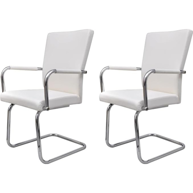 Dining Chairs 2 pcs White Modern Design Artificial Leather