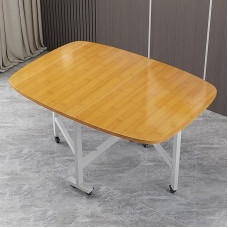 YCNLYSSR Klappbarer Esstisch, Klapptisch aus Holz mit 6 Rädern für kleine Räume, ausziehbarer und platzsparender Küchentisch für Küche und Wohnzimmer, 100 x 60 cm (39 x 24 Zoll) E