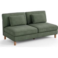 Vesgantti Cord 3-Seater Sofa without Armrest, 166 cm, Modern Three-Seater Sofa with Cushion, Combination Sofa Perfect for Living Room, Bedroom, Office, Tool-Free Assembly, 166 x 88 x 84 cm