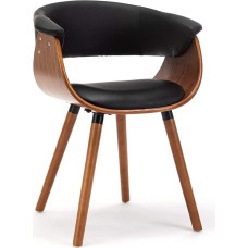 Mingone Dining Room Chairs Wooden Kitchen Chairs with Armrests Retro Design Solid Wood Chair Faux Leather Seats Brown