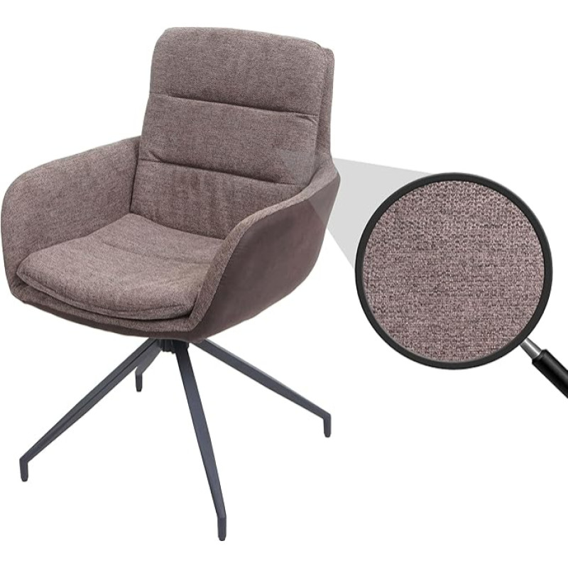 Mendler HWC-K32 Dining Room Chair Recliner Chair Swivel Auto Position Fabric MVG Brown / Dark Brown