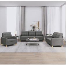 Iiaky 3-Piece Sofa Set with Cushion Sofa Living Room Seating Set Living Room Sofa Set Sofas for Living Room Dark Grey Fabric