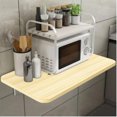 Shally Dogan Folding Wall Table 80 x 60 cm Wooden Folding Space Saving Versatile Desk Dining Table Living Room Bathroom Kitchen (Oak)