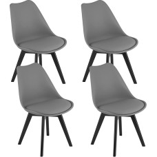 Home Collective Set of 4 Dining Room Chairs, Living Room Chairs, in Total 11 Colours, 4 x Graphite Grey with Solid Wood Legs in Black, Comfortable and Stable Shell Chairs
