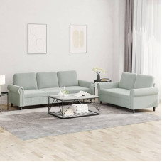 Qnhdfrt Sofa Couch Set of 2 and 3 Light Grey Velvet Sofa Set with Cushions for Living Room